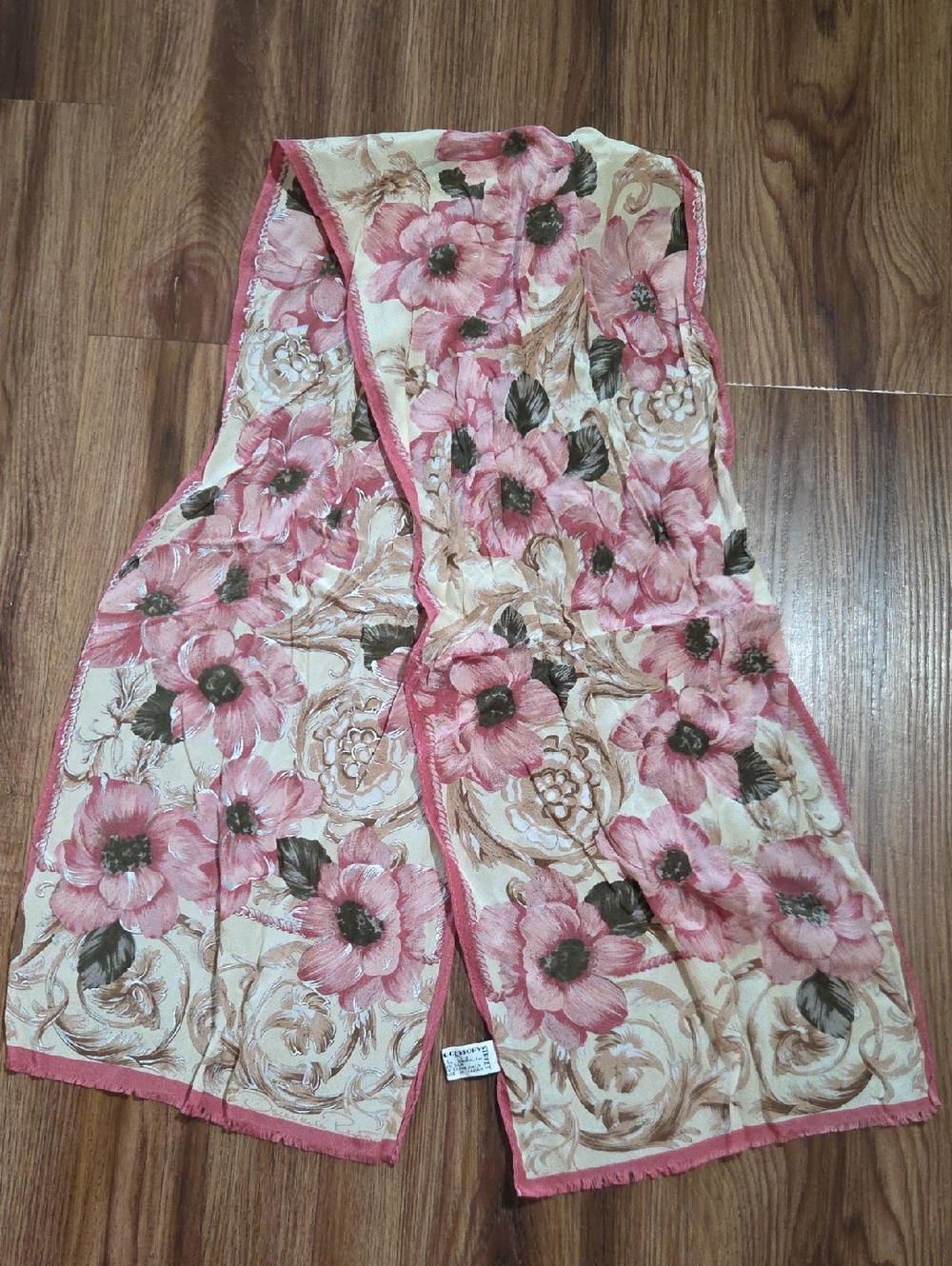 Oscar de la Renta Pink Floral Scarf